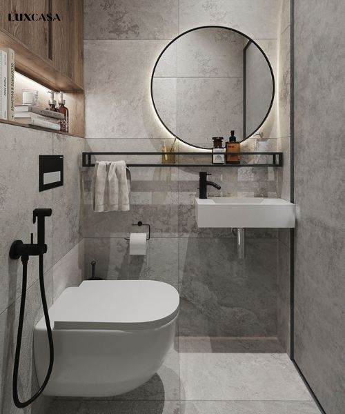 Thiết kế nhỏ gàng cho không gian nhà vệ sinh chật hẹp