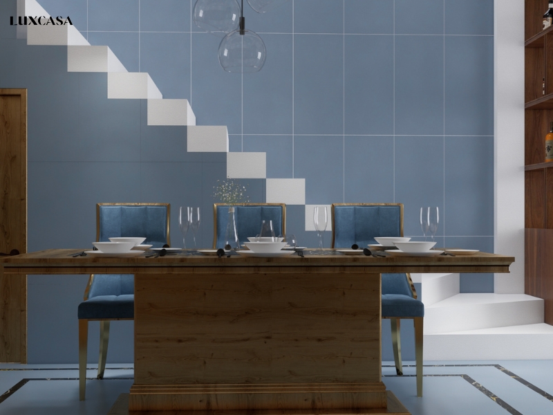 Mẫu gạch ốp tường phòng khách đơn sắc màu xanh dương 40x80cm mã sản phẩm là LUST48017