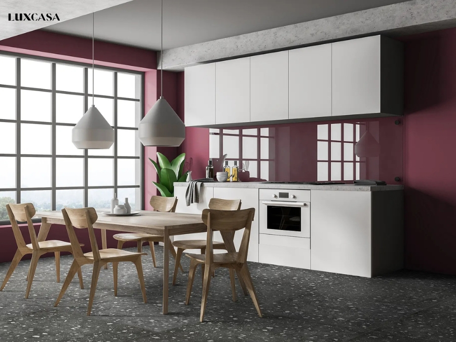 Gạch terrazzo lát nền bếp đang là xu hướng của giới trẻ hiện nay, việc kết hợp chúng với các loại gạch khác tạo nên sự độc đáo riêng