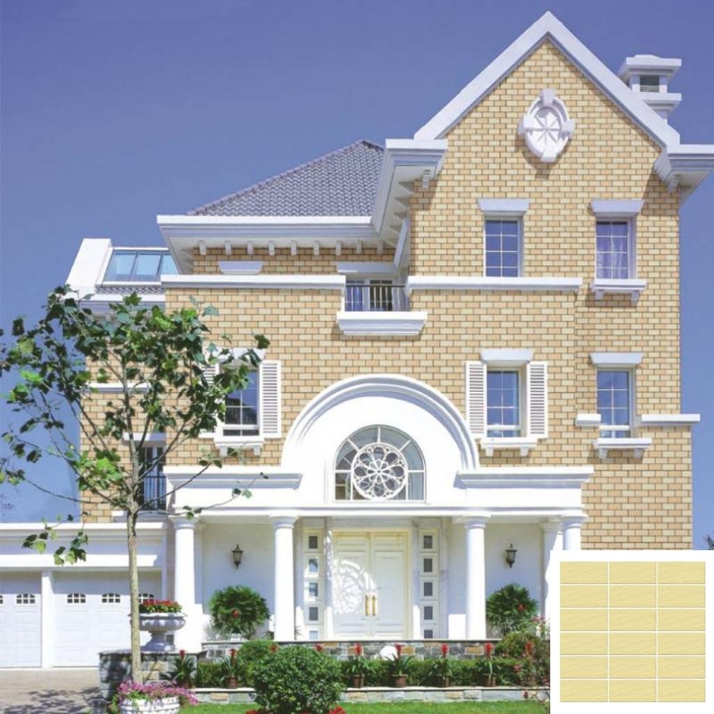 Thiết kế nhà biệt thự với sự kết hợp của sơn trắng và gạch thẻ màu be