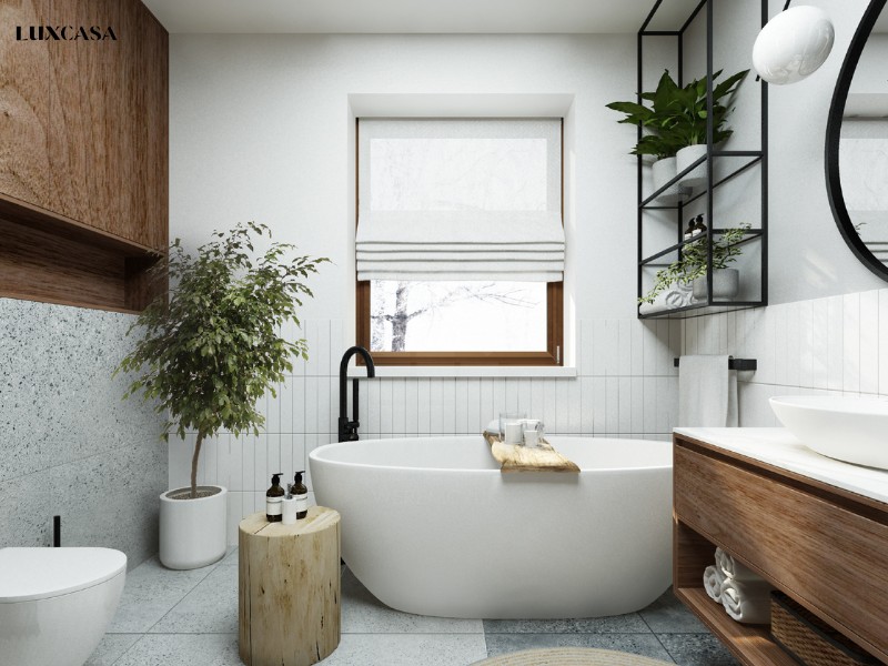 Phối gạch ốp tường terrazzo với gạch thẻ cũng đang là một phong cách thiết kế mang tới sự tươi mới và trẻ trung