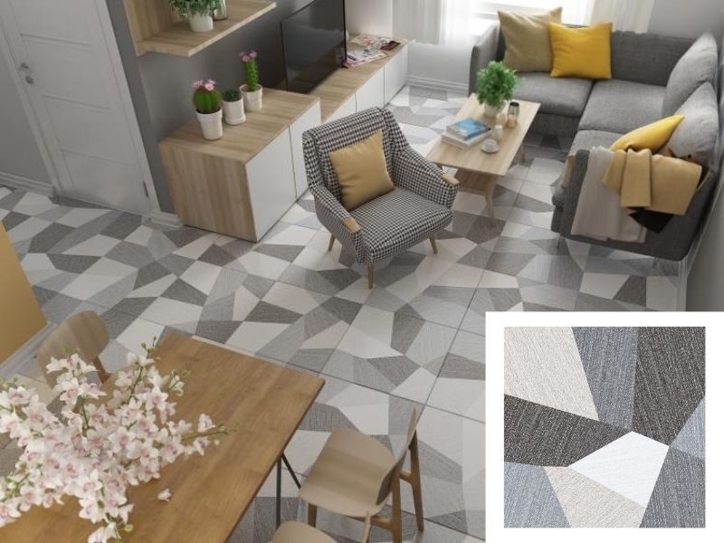 gạch giả đá lát nền phòng khách 60x60