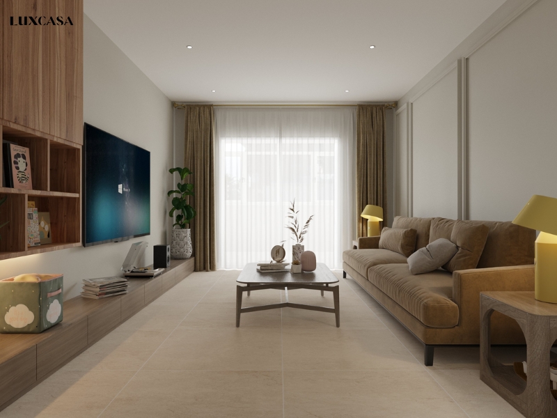 Gạch lát phòng ngủ vân xi măng LUMARBO BEIGE 80 bề mặt mờ hiện đại đang dần được người dùng đón nhận để thay thế gạch bóng kiếng