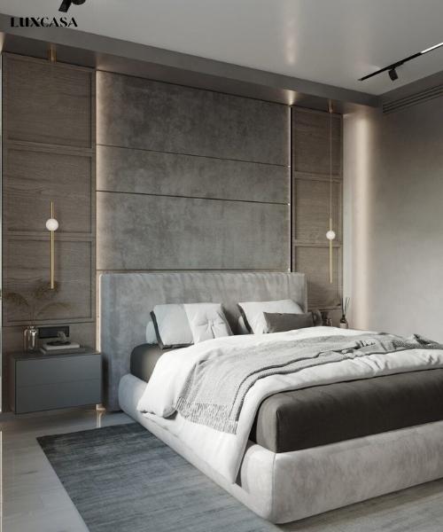 Màu gạch hài hòa với tổng thể căn phòng, giúp toàn bộ không gian phòng ngủ được kết nối với nhau