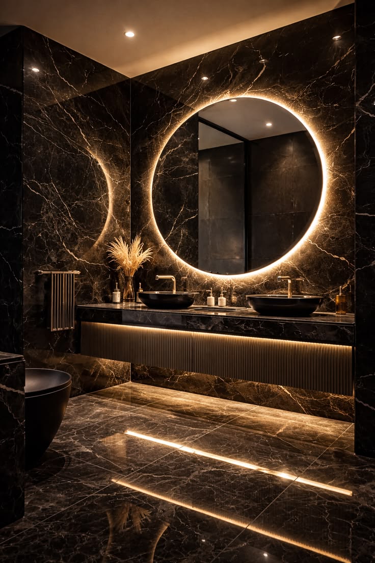 Gạch giả đá màu đen Black Laurent ốp nhà vệ sinh