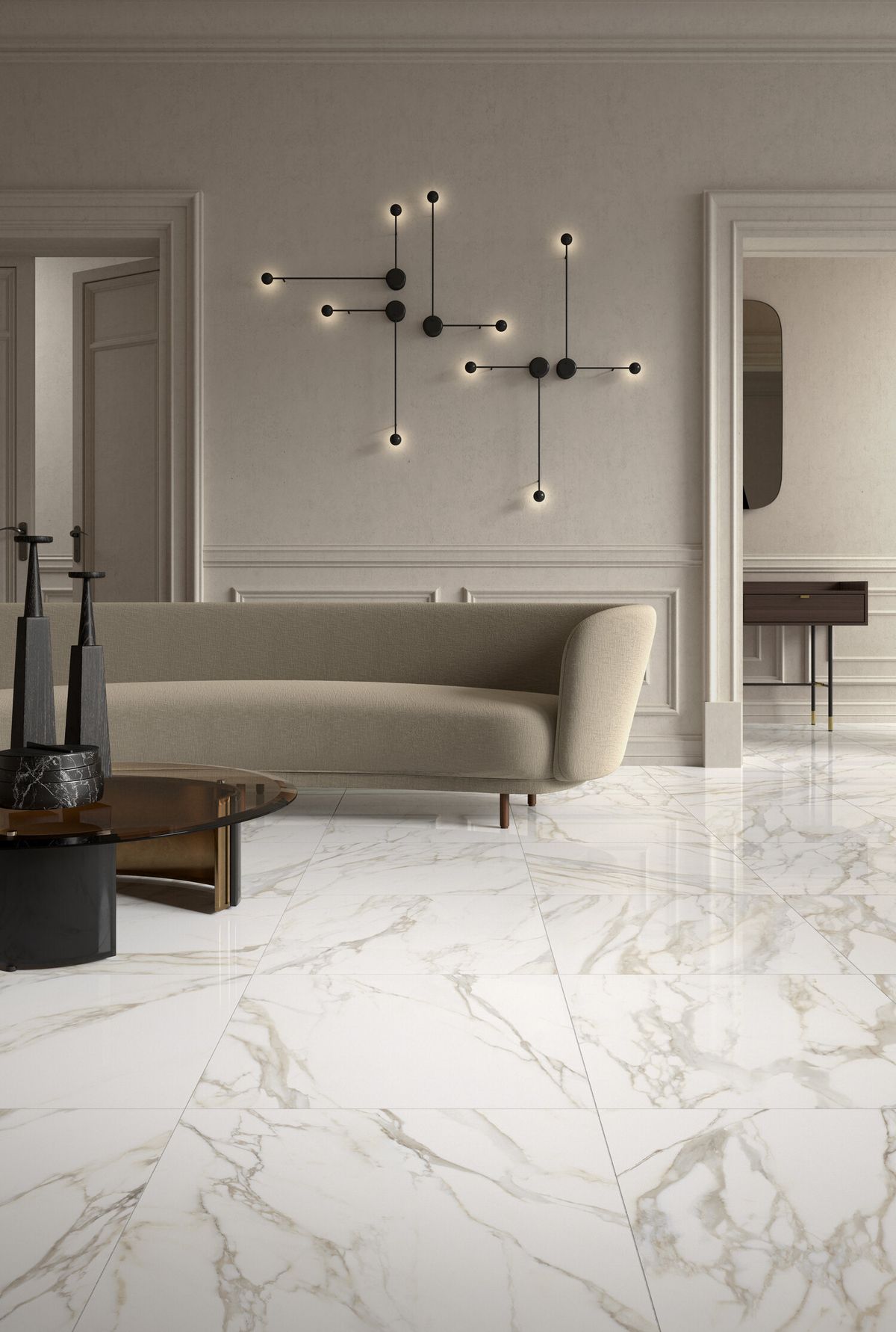 Gạch lát nền vân đá marble trắng Calacatta