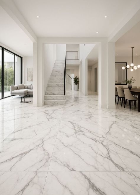 Gạch lát nền vân đá marble trắng carrara