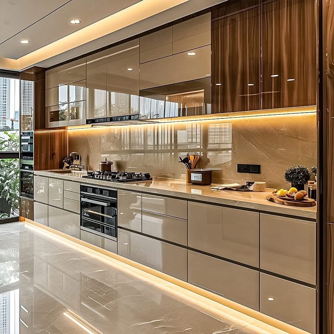 Gạch ốp bếp bóng giúp dễ vệ sinh