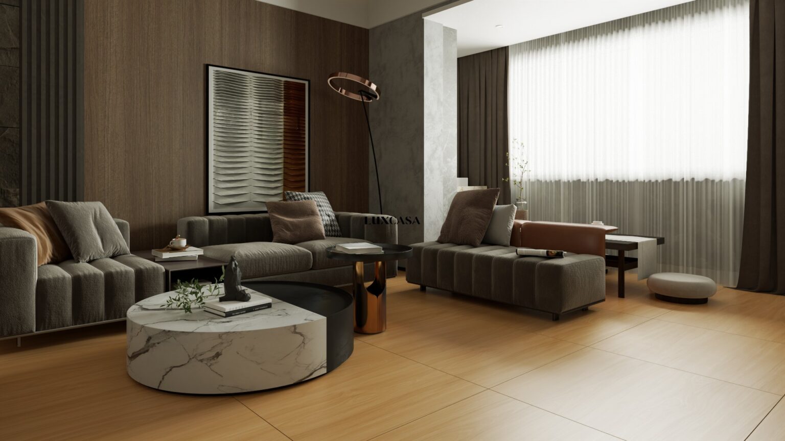 Lợi ích của gạch giả gỗ trong phòng khách