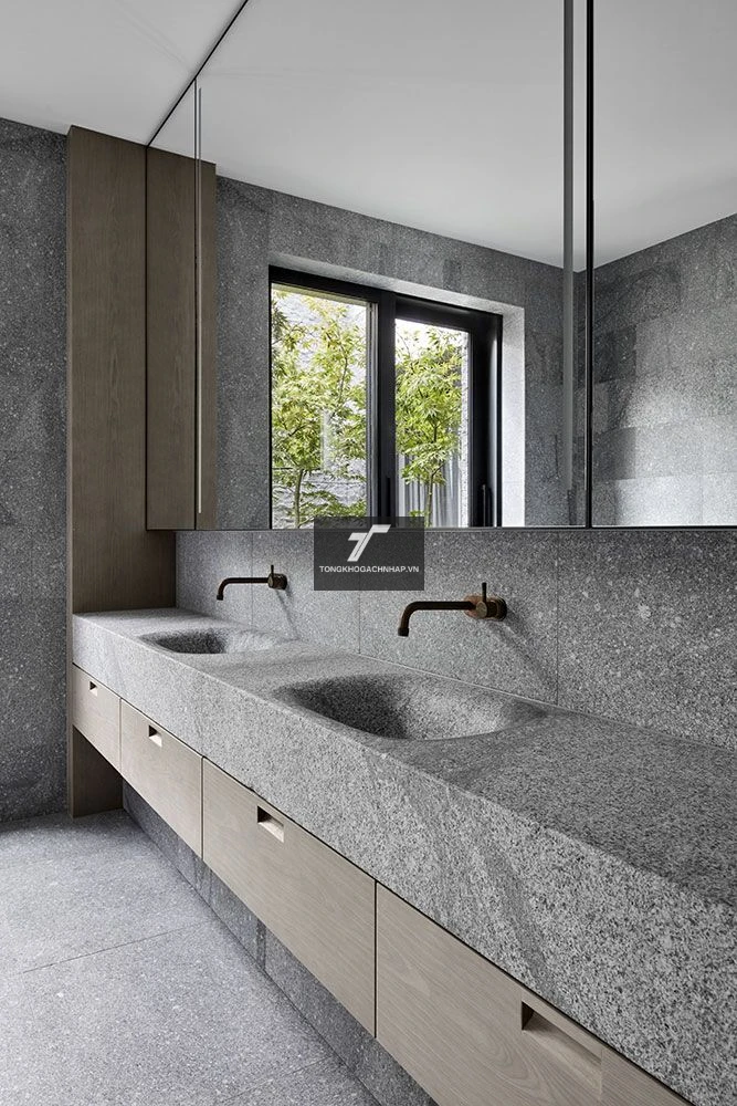 Mẫu gạch giả đá slate màu xám ốp nhà vệ sinh