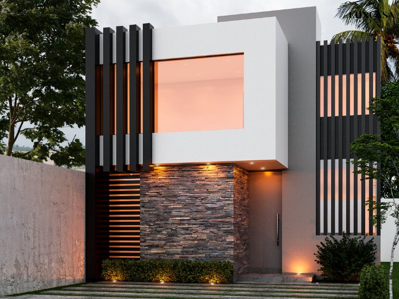 Cách phối màu nghịch tông ở bên ngoài ngôi nhà từ mẫu gạch thẻ giả cổ