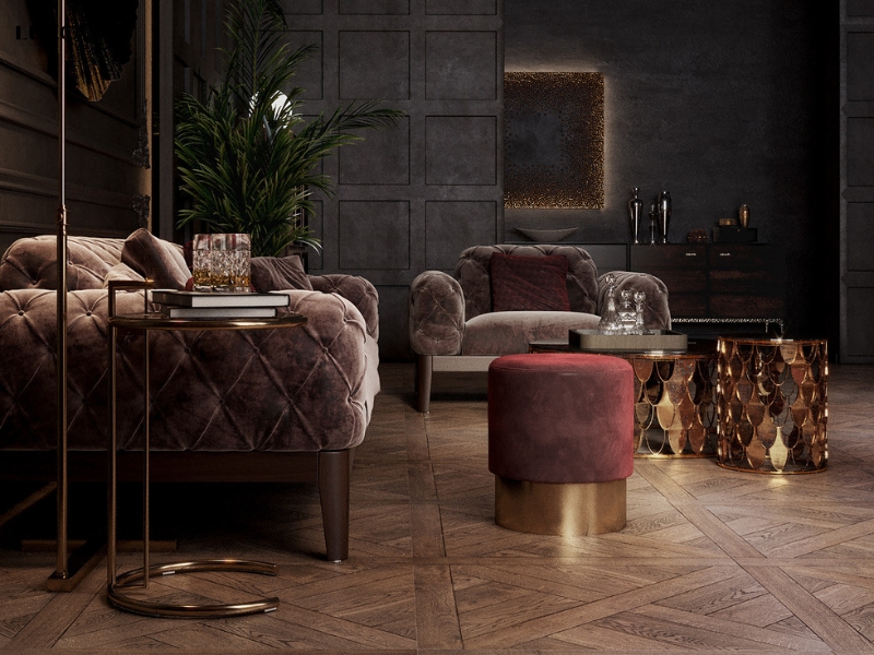 Gạch giả gỗ hình vuông lát phòng khách cũng đang là xu hướng thiết kế nội thất 2023