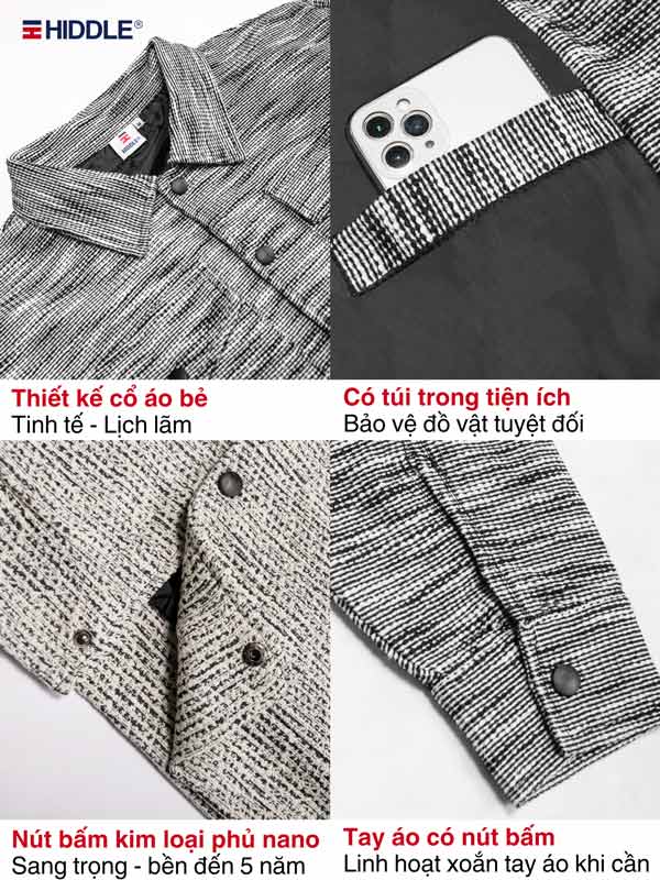 Áo dạ tweed nam cao cấp chính hãng HIDDLE H12-AK1