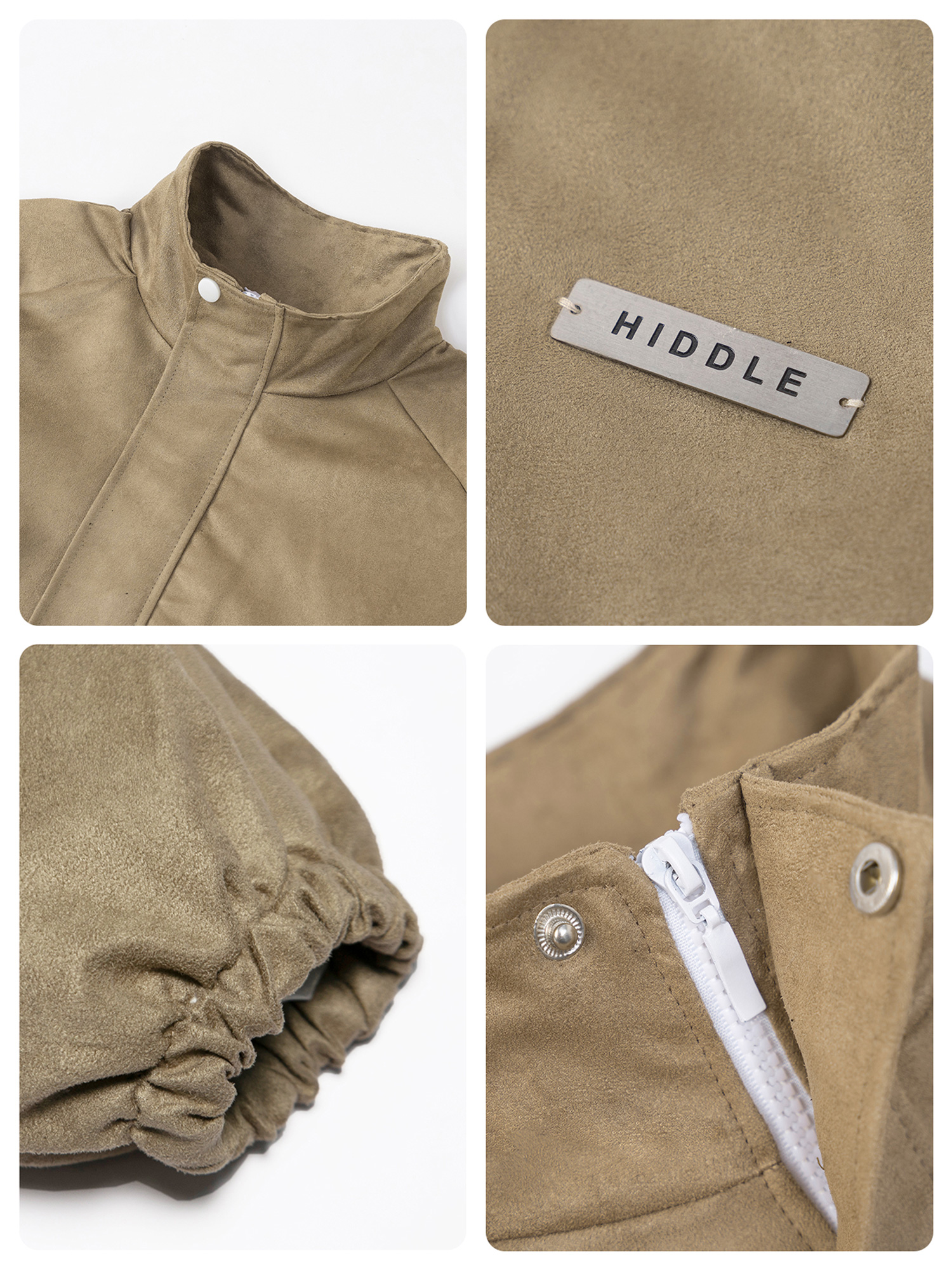 Áo khoác da lộn cổ trụ Hiddle