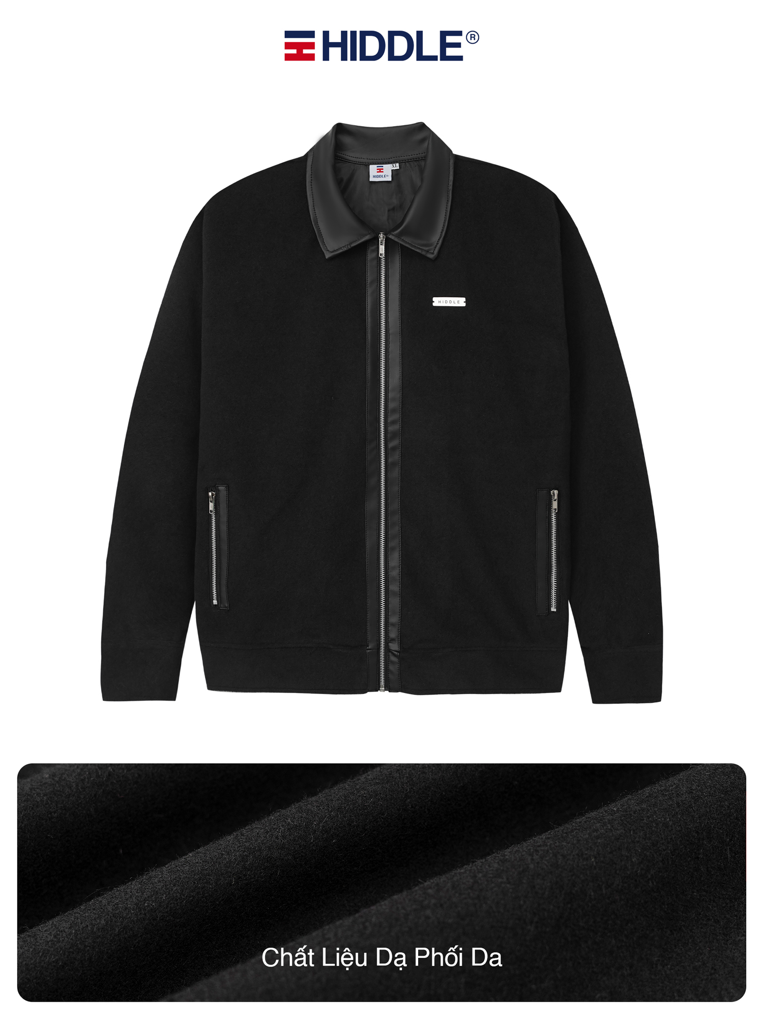 Áo khoác dạ nam cao cấp HIDDLE phối da