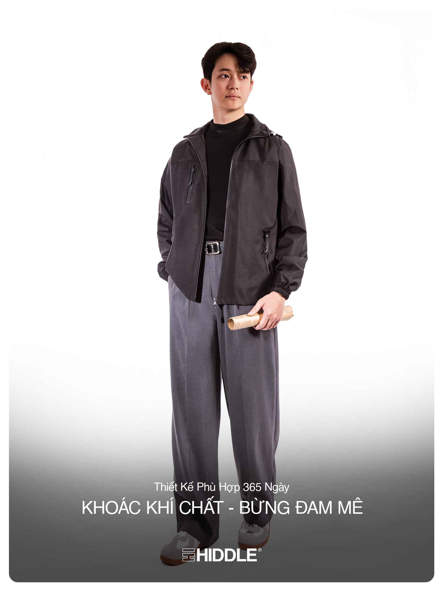 Áo khoác gió nam có mũ Hiddle