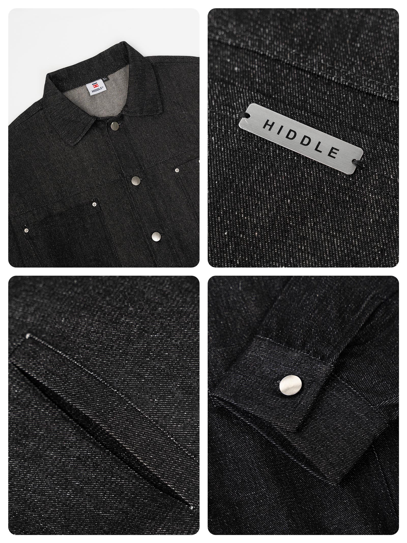 Áo khoác jean cổ bẻ nam tính bốn túi gài nút brand HIDDLE H-AK3