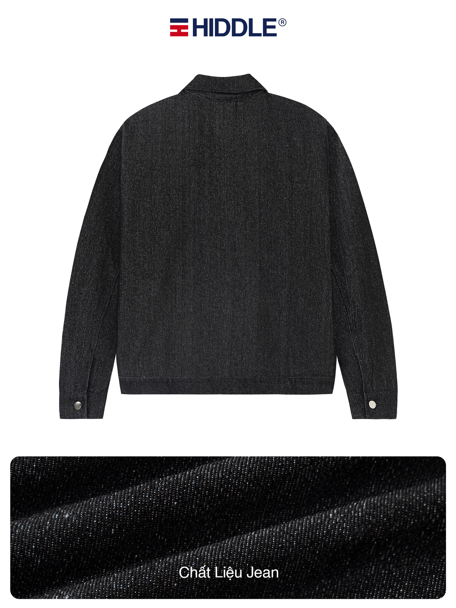 Áo khoác jean cổ bẻ nam tính bốn túi gài nút brand HIDDLE H-AK3