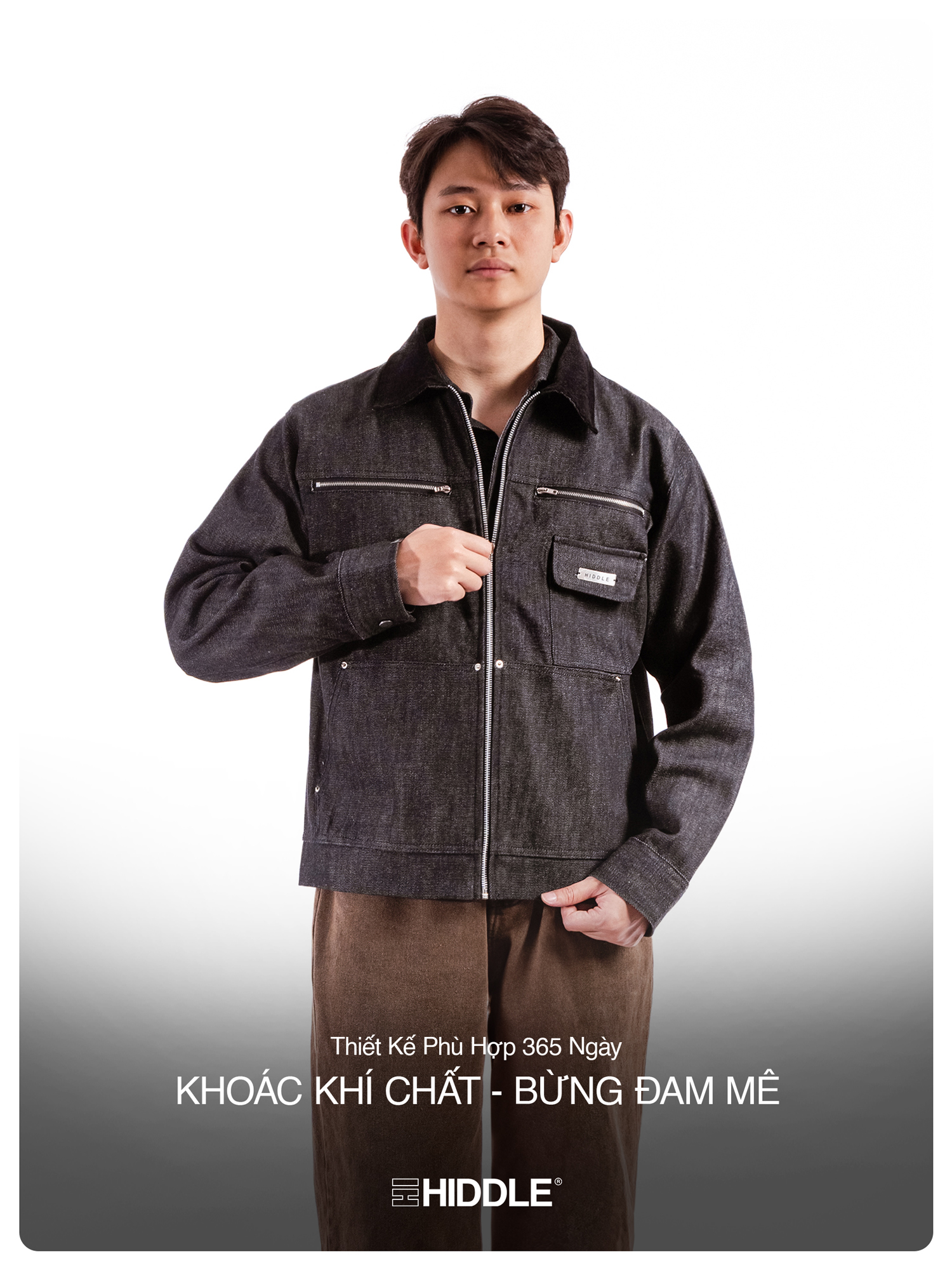 Áo khoác jean nam tính phối cổ ticke Hiddle H-AK7