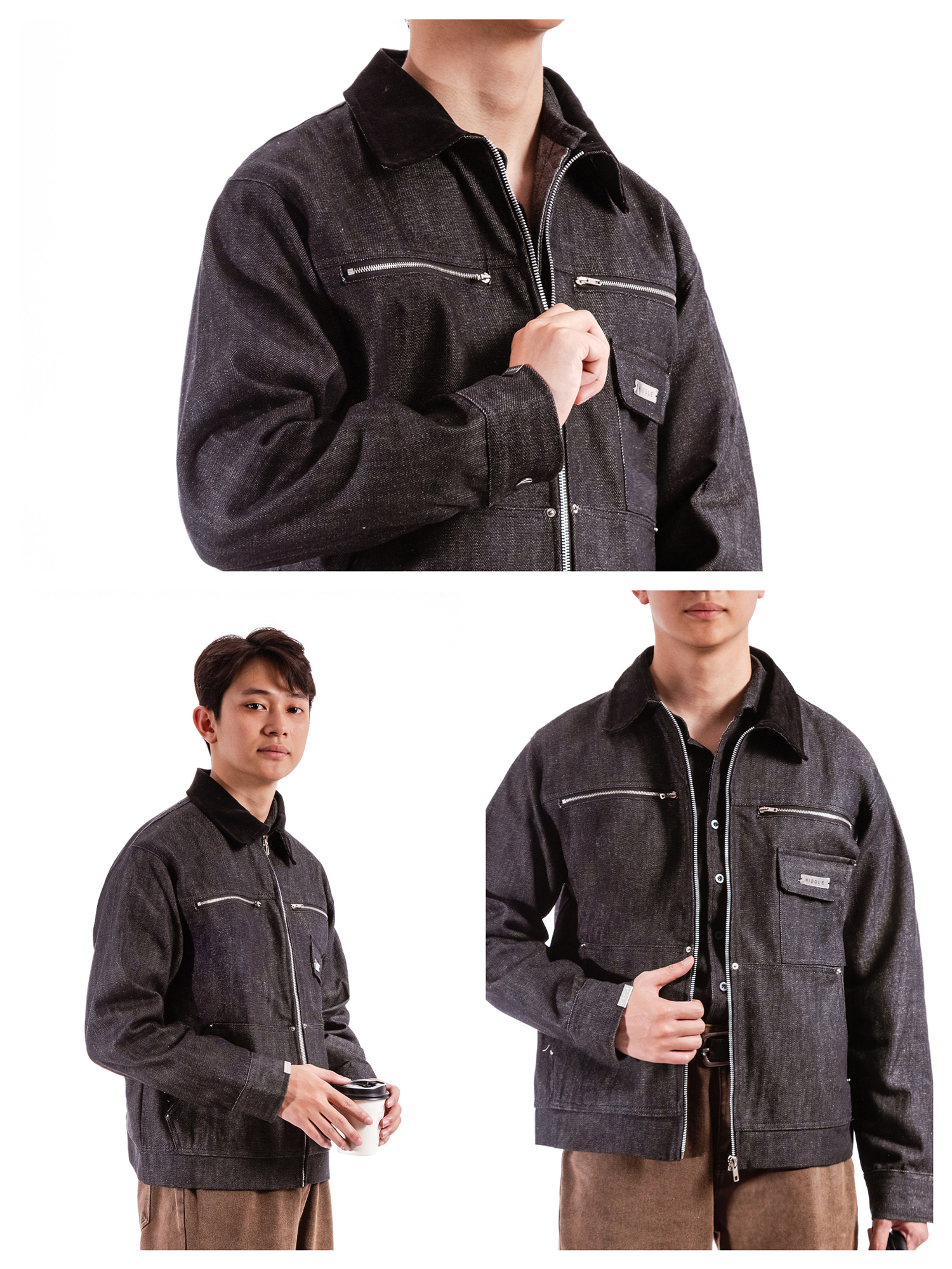 Áo khoác jean nam tính phối cổ ticke Hiddle H-AK7