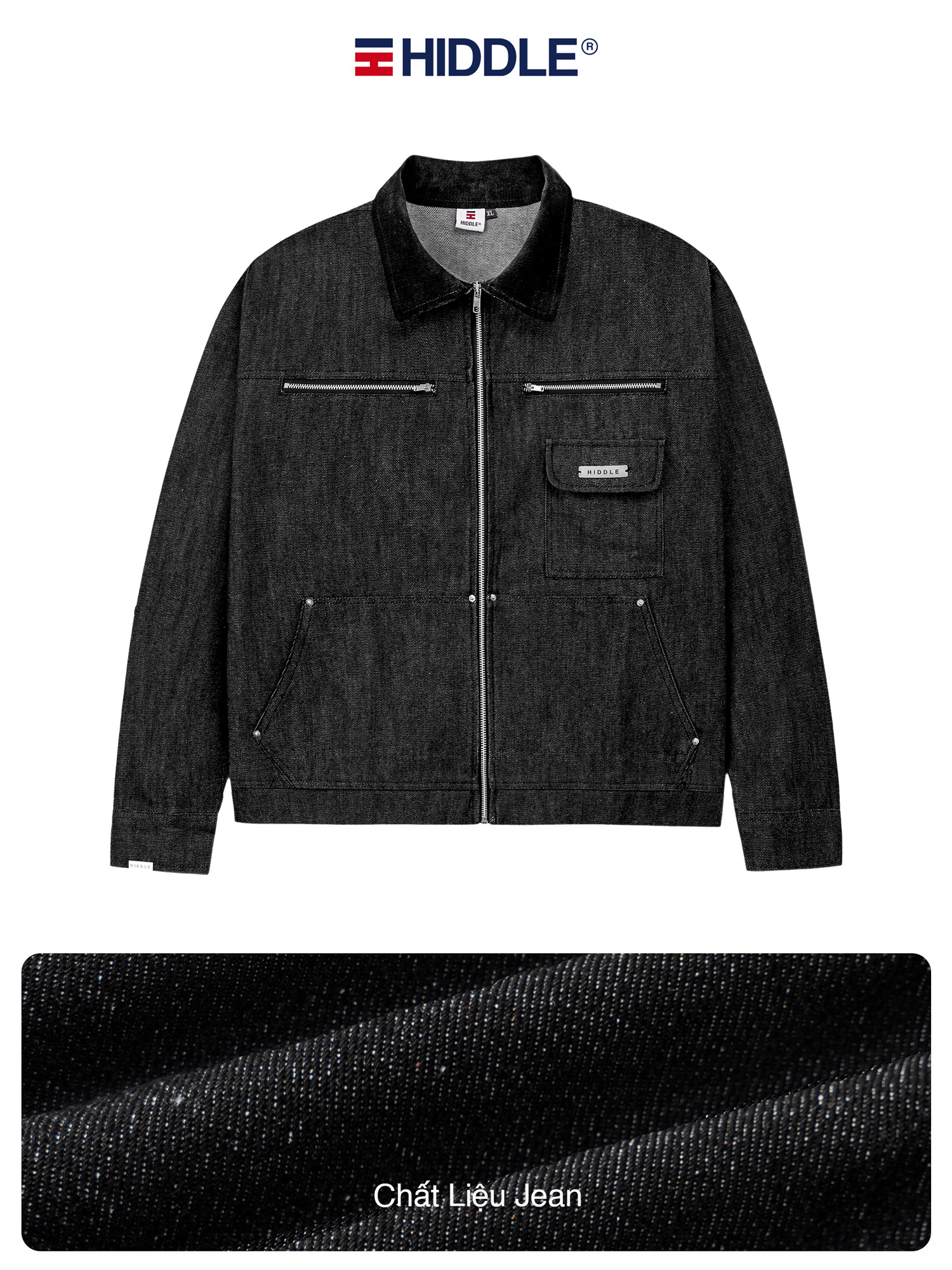 Áo khoác jean nam tính phối cổ ticke Hiddle H-AK7