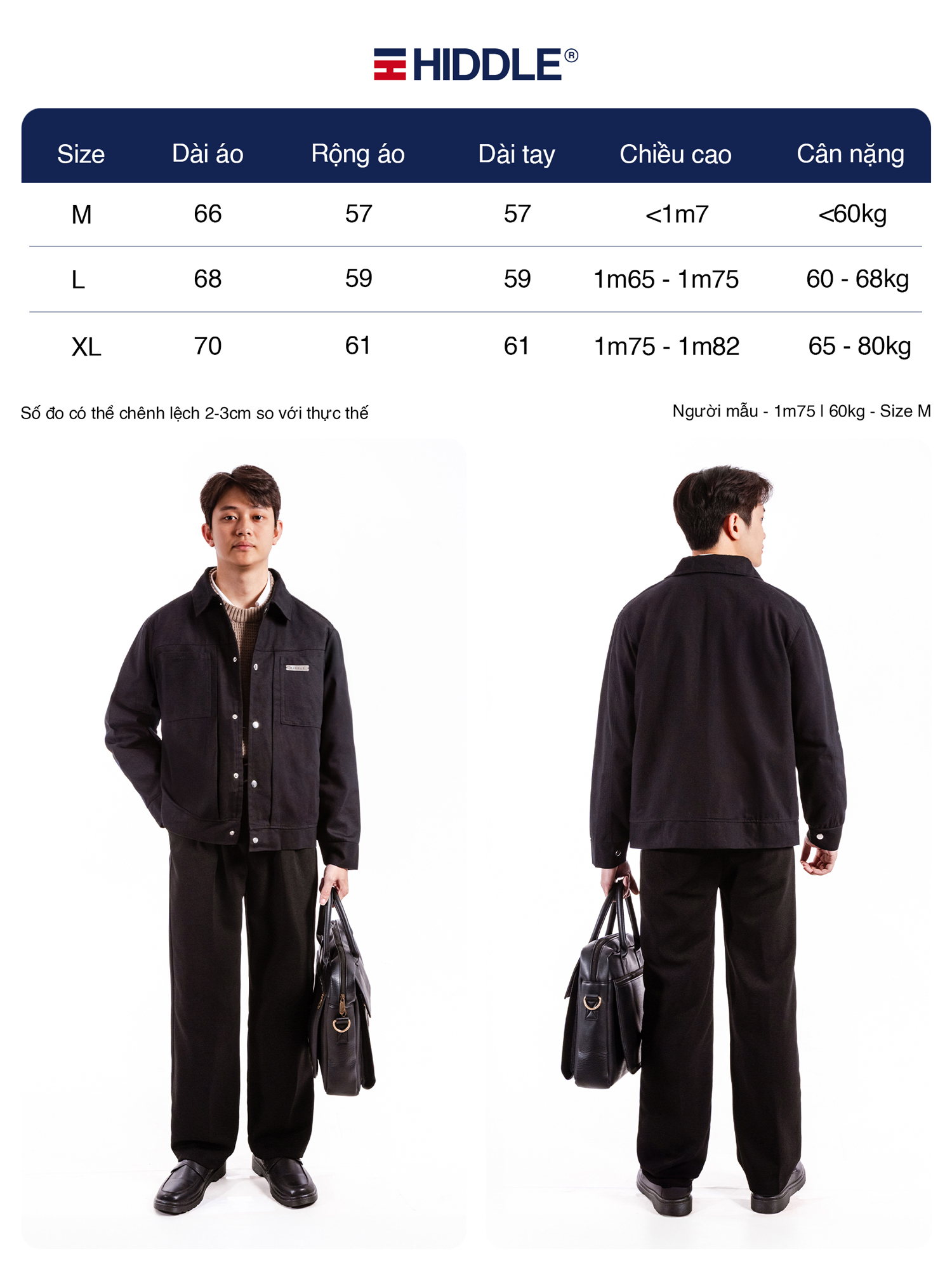 Áo khoác kaki nam hàng hiệu Hiddle