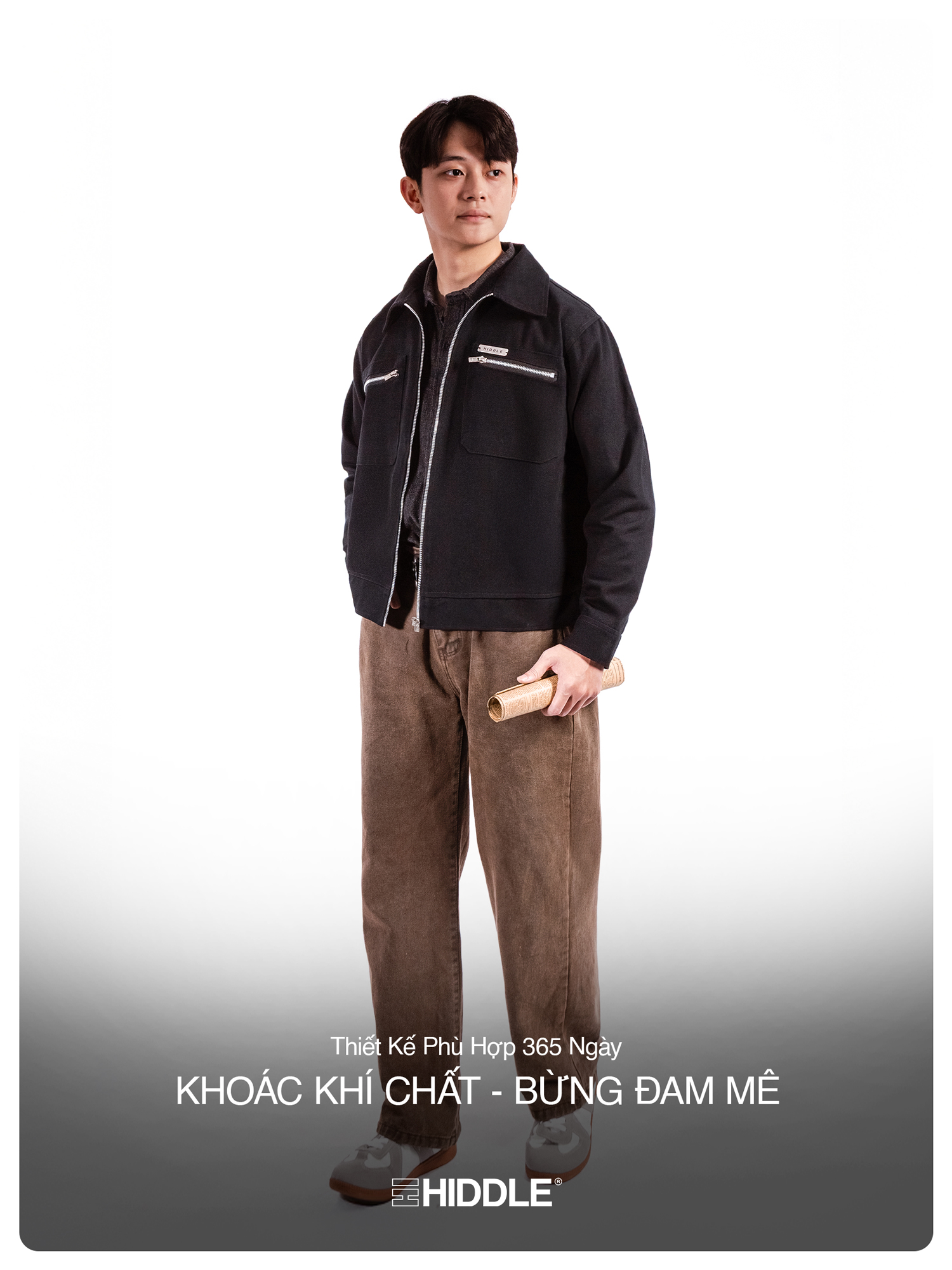 Áo khoác kaki nam màu đen HIDDLE