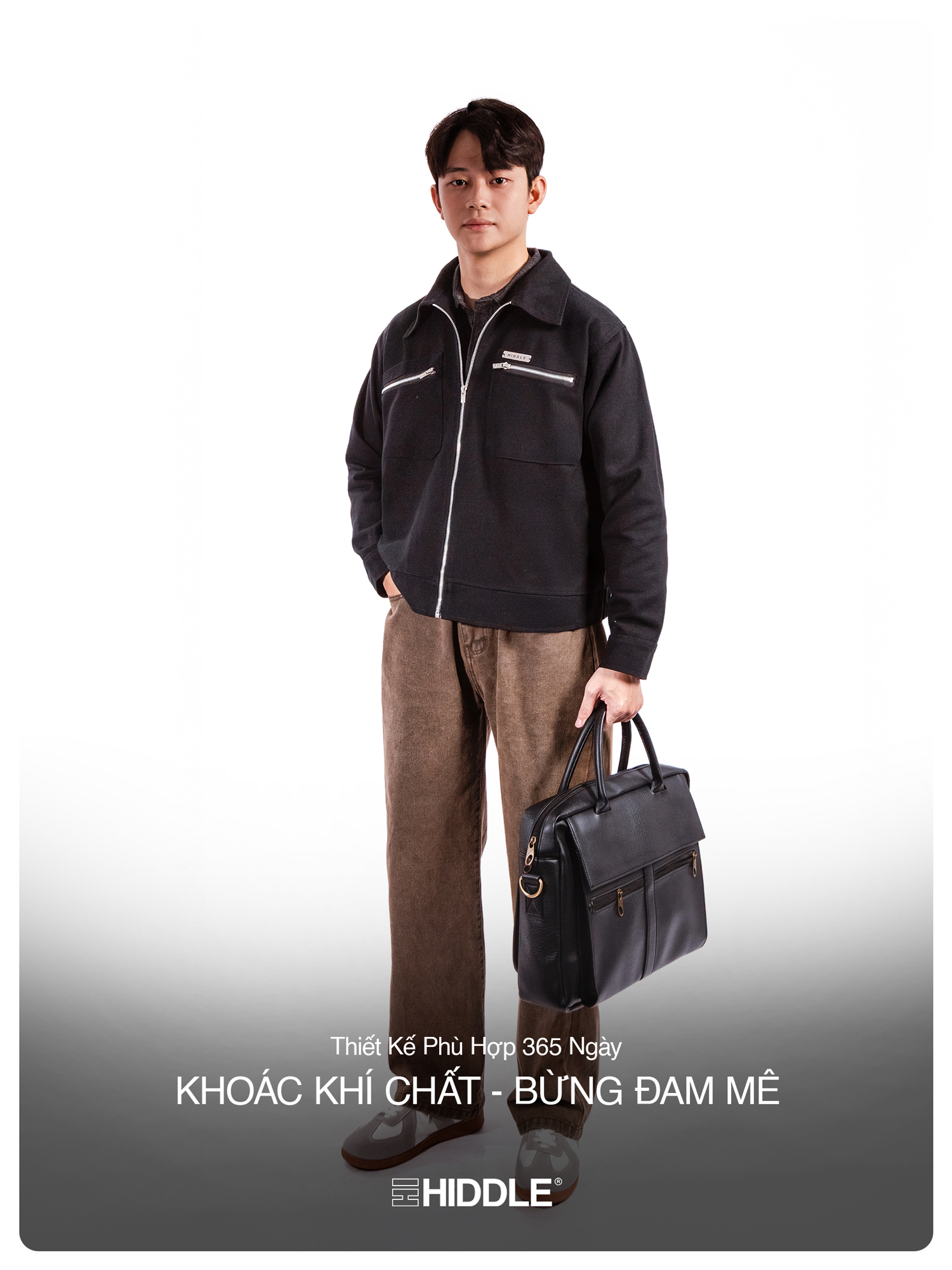 Áo khoác kaki nam màu đen HIDDLE