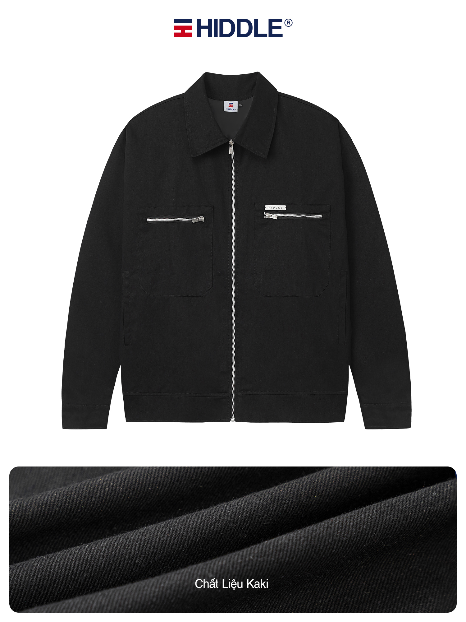 Áo khoác kaki nam màu đen HIDDLE