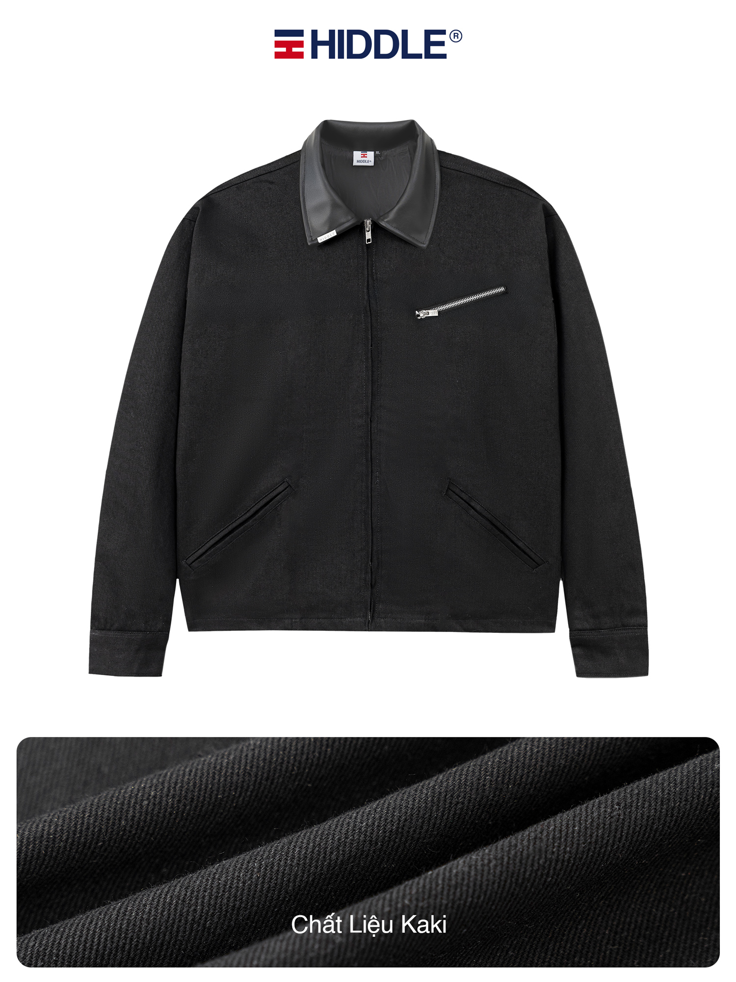 Áo khoác kaki nam phối da Hiddle H-AK8