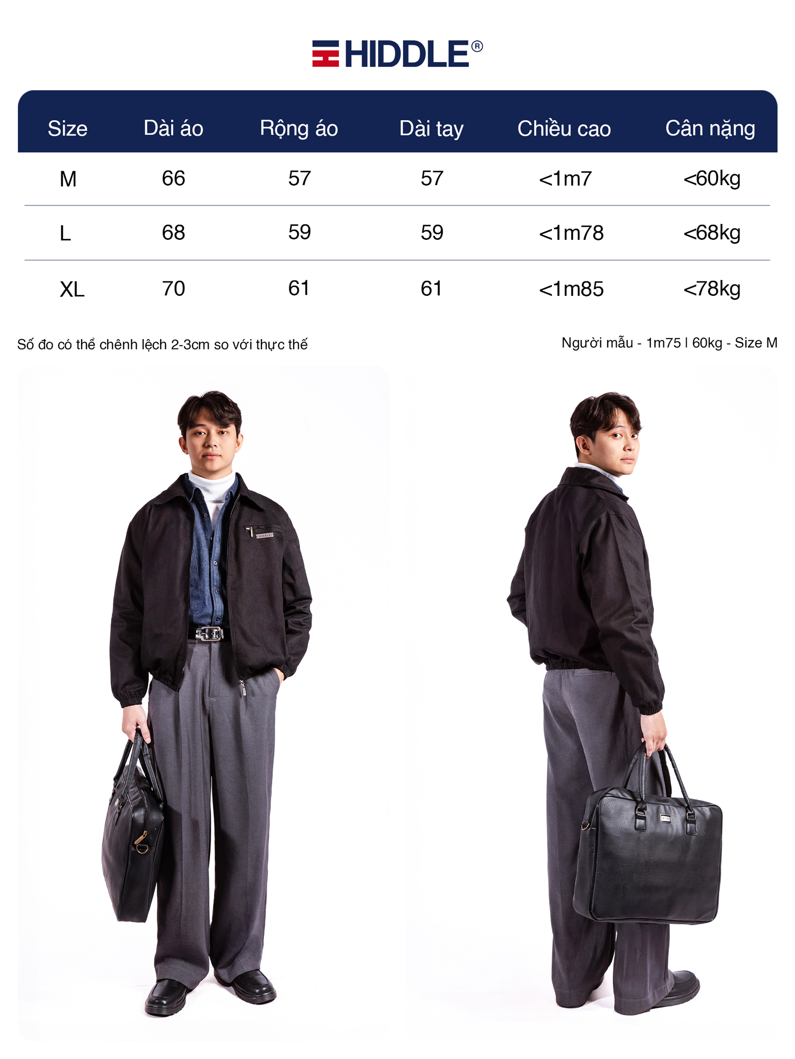 áo khoác nam kaki 2 lớp chính hãng Hiddle