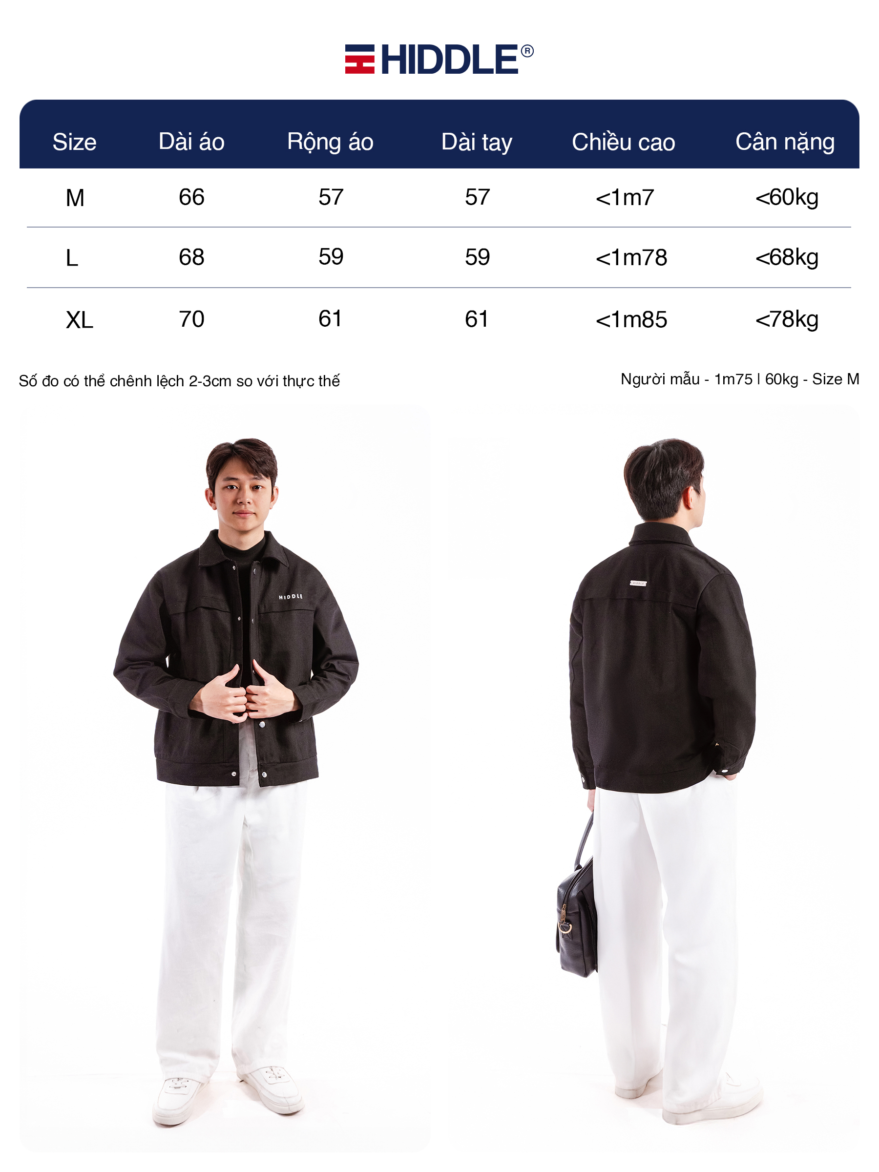 Áo khoác nam kaki cổ bẻ Hiddle H9-AK6