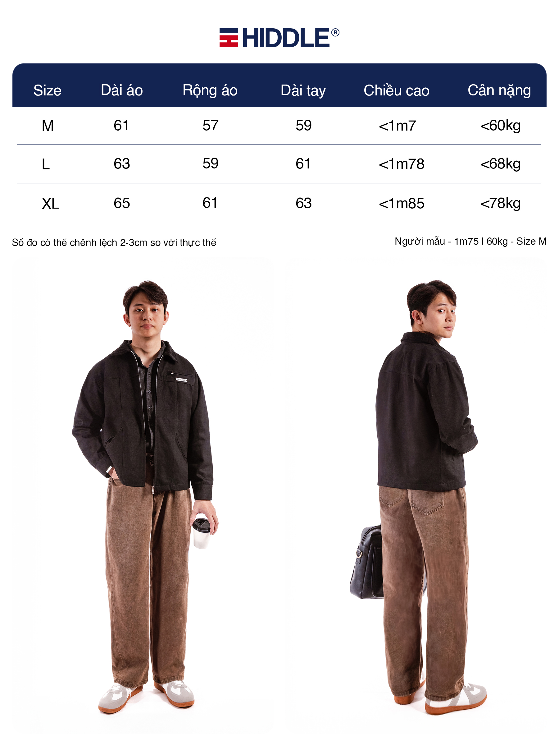 Áo khoác nam kaki phối cổ ticke Hiddle H-AK6