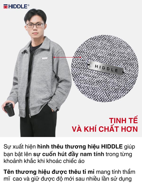 Áo khoác nam mùa đông hàng hiệu basic Hiddle H13-AK3