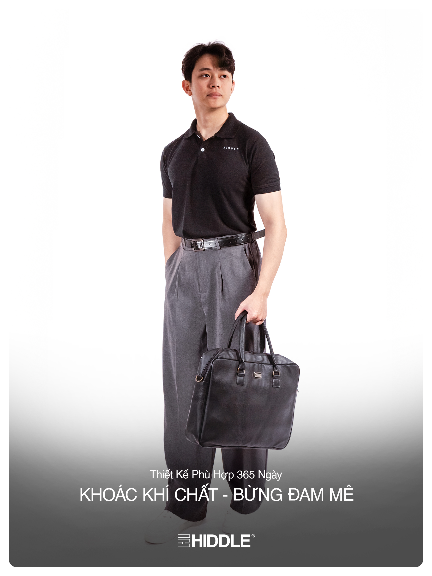 Áo polo nam cao cấp màu đen Hiddle