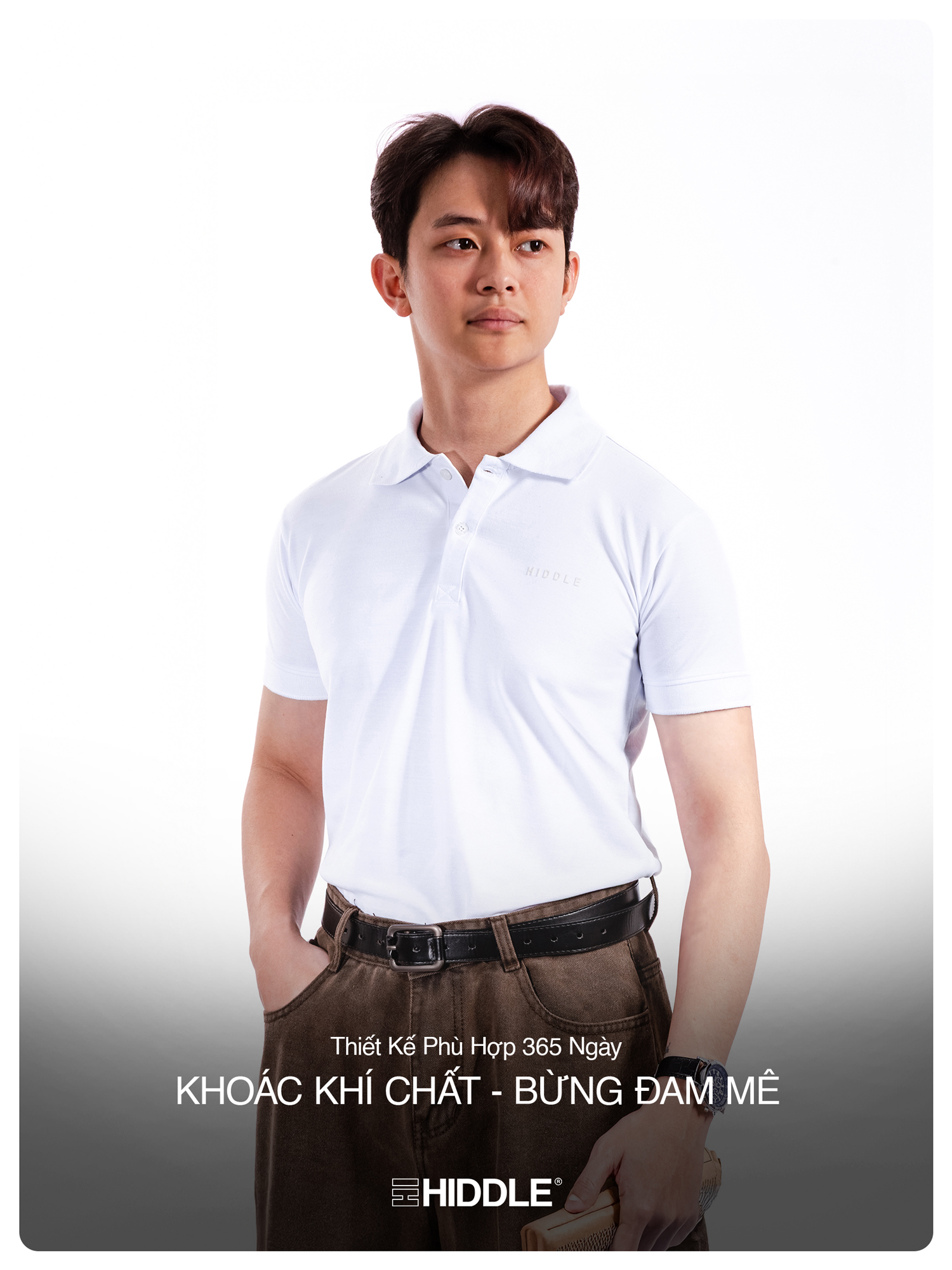 Áo polo nam cao cấp màu trắng Hiddle
