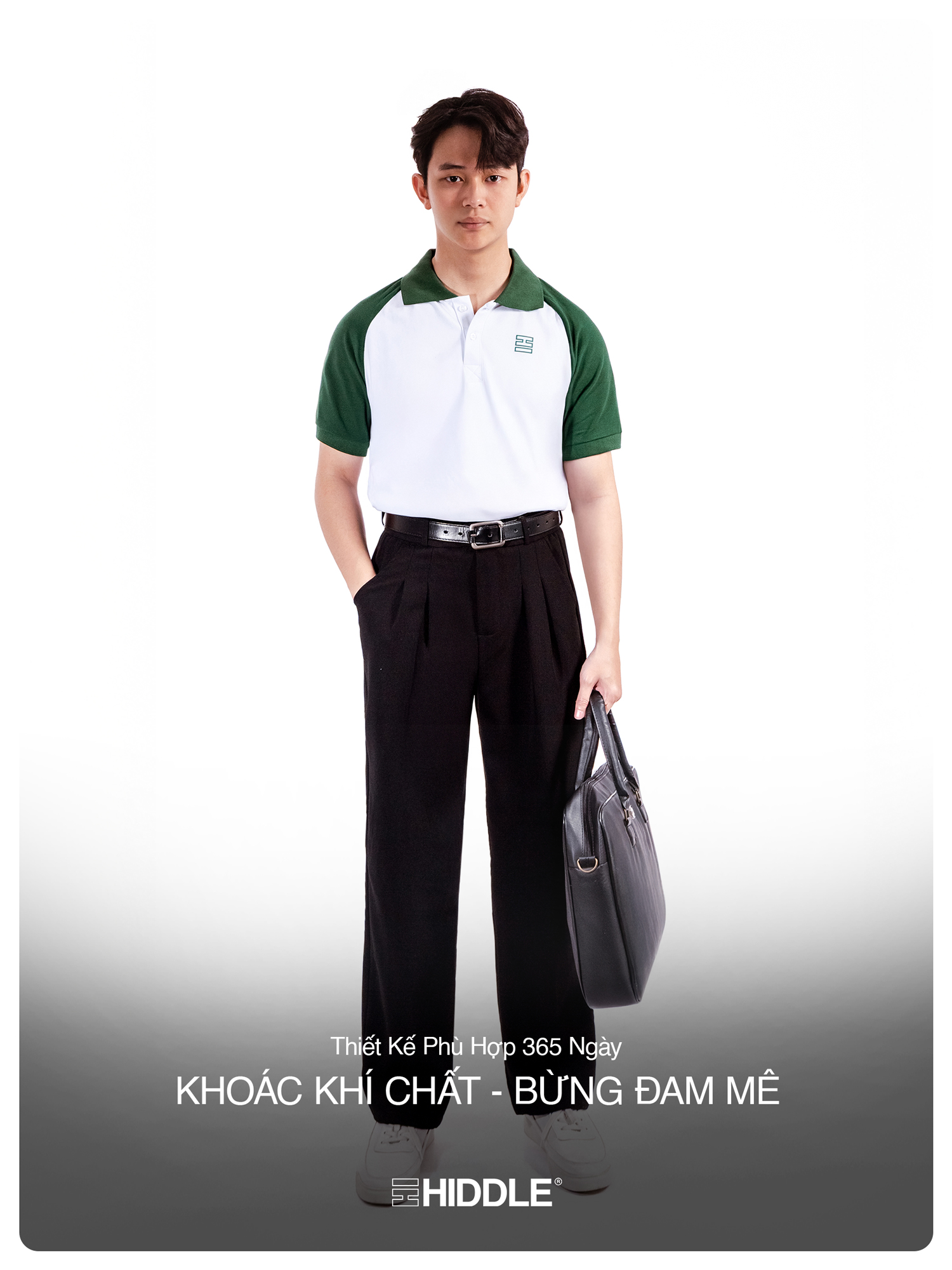 Áo polo nam phối màu Raglan Hiddle