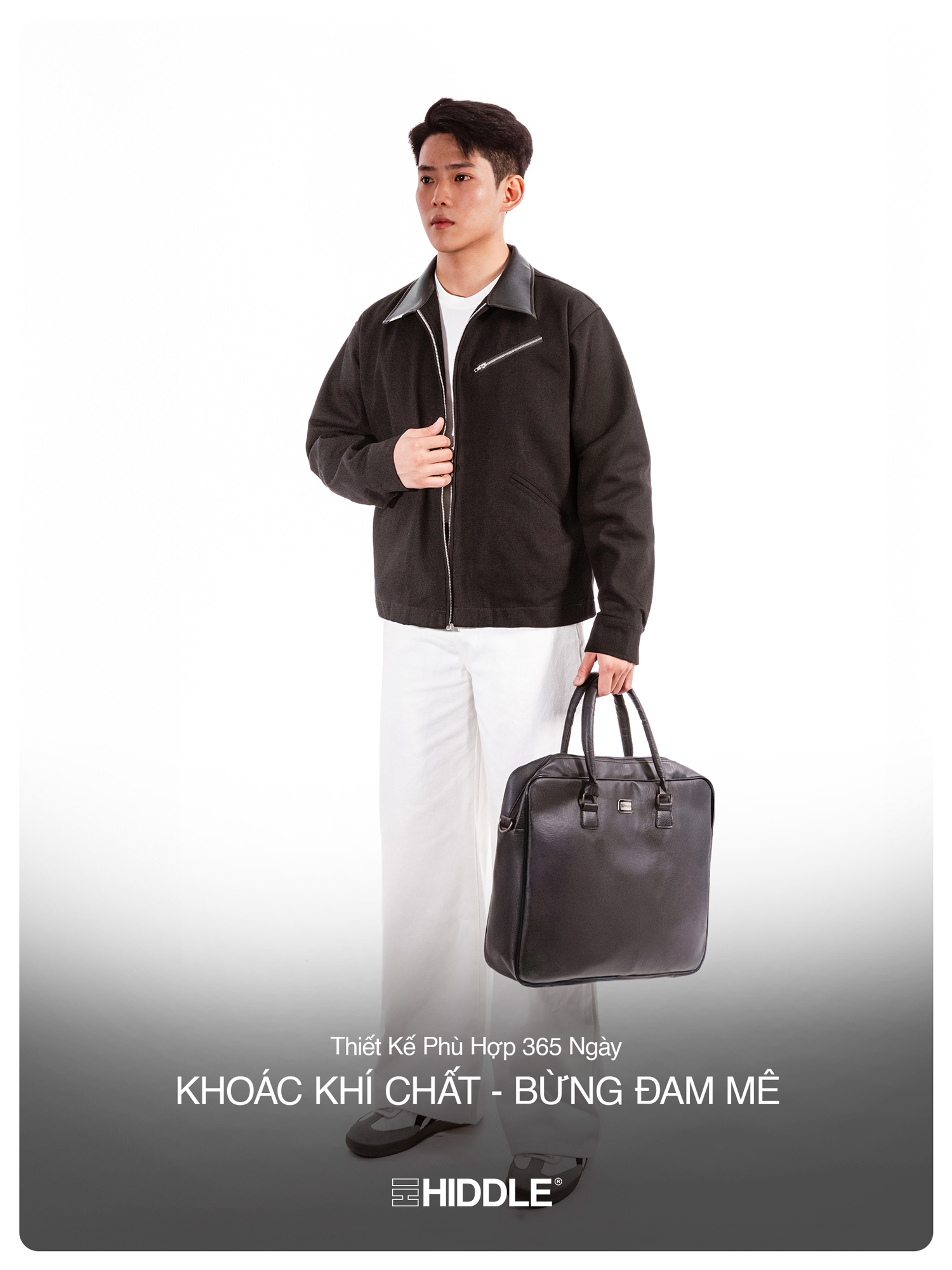 Áo khoác kaki nam phối da Hiddle H-AK8