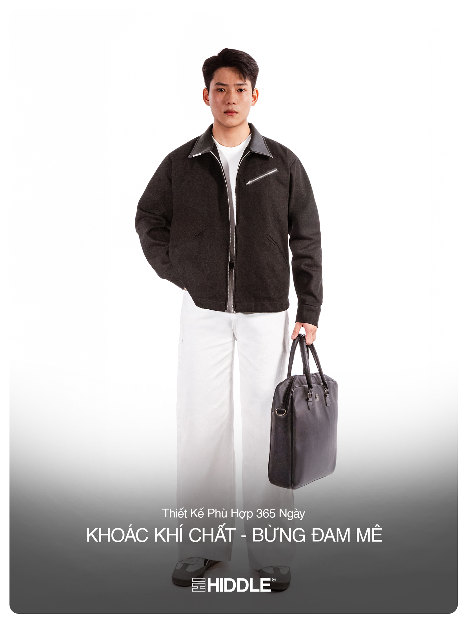Áo khoác kaki nam phối da Hiddle H-AK8