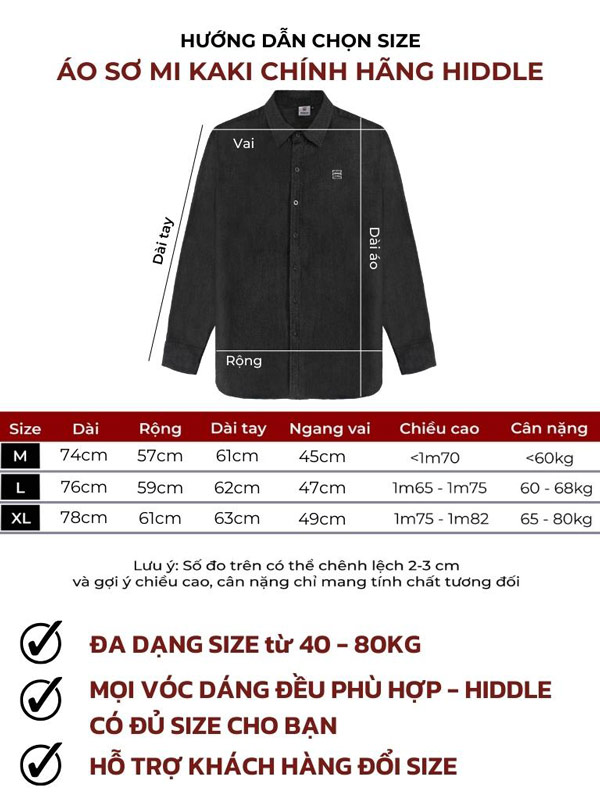 Áo sơ mi nam jean basic cao cấp chính hãng HIDDLE H10-S8