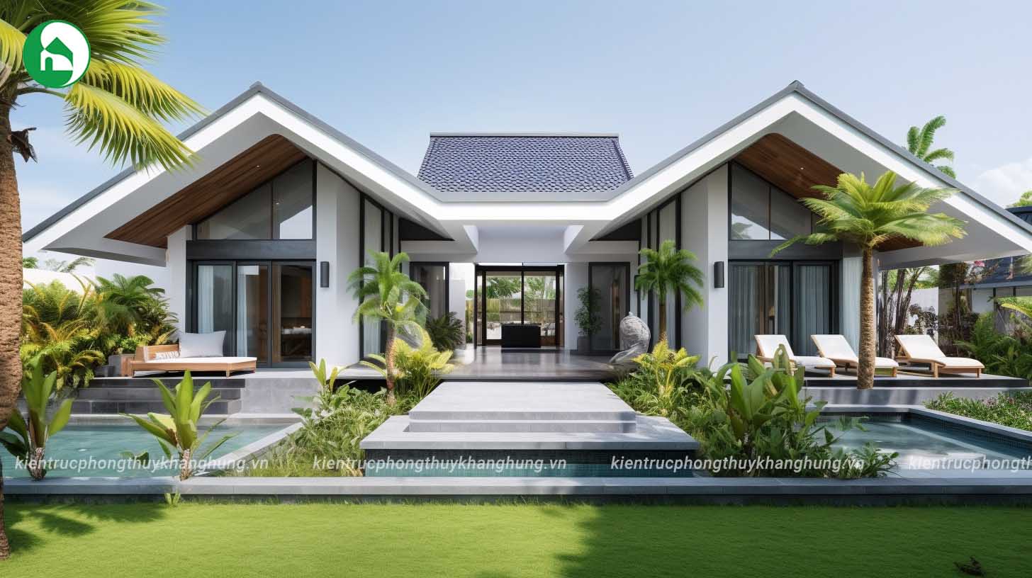 mẫu nhà mái ngói 1 tầng mái thái