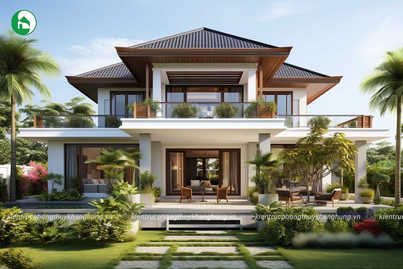 mẫu nhà vườn 2 tầng đẹp ở nông thôn