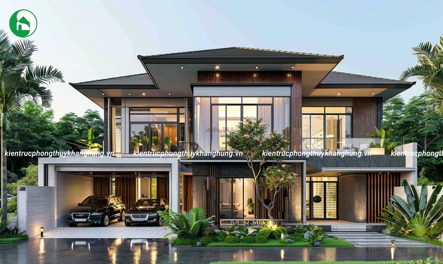 mẫu nhà vườn 2 tầng tối ưu không gian