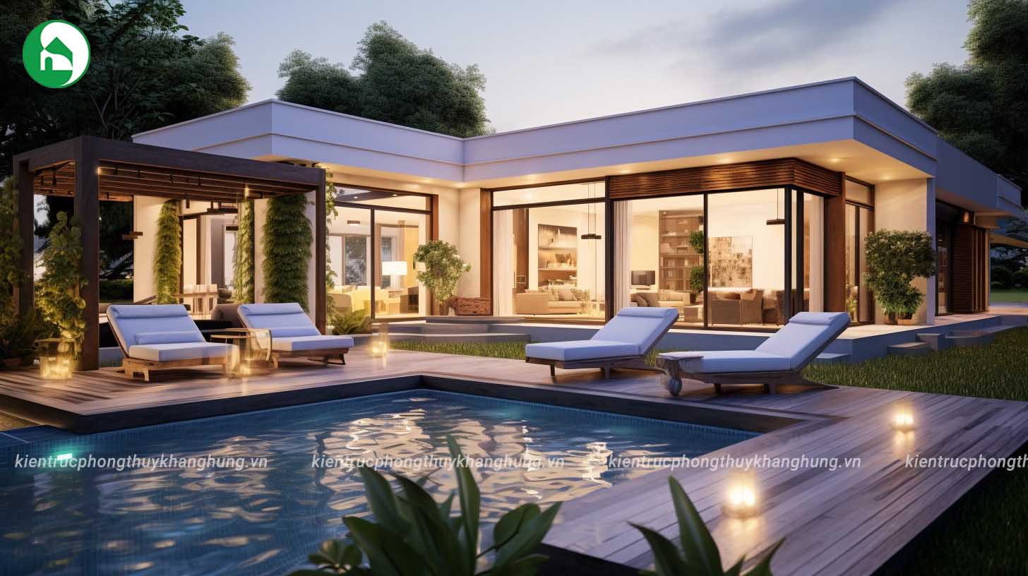 Villa 1 tầng hiện đại, không gian mở đầy cảm hứng.