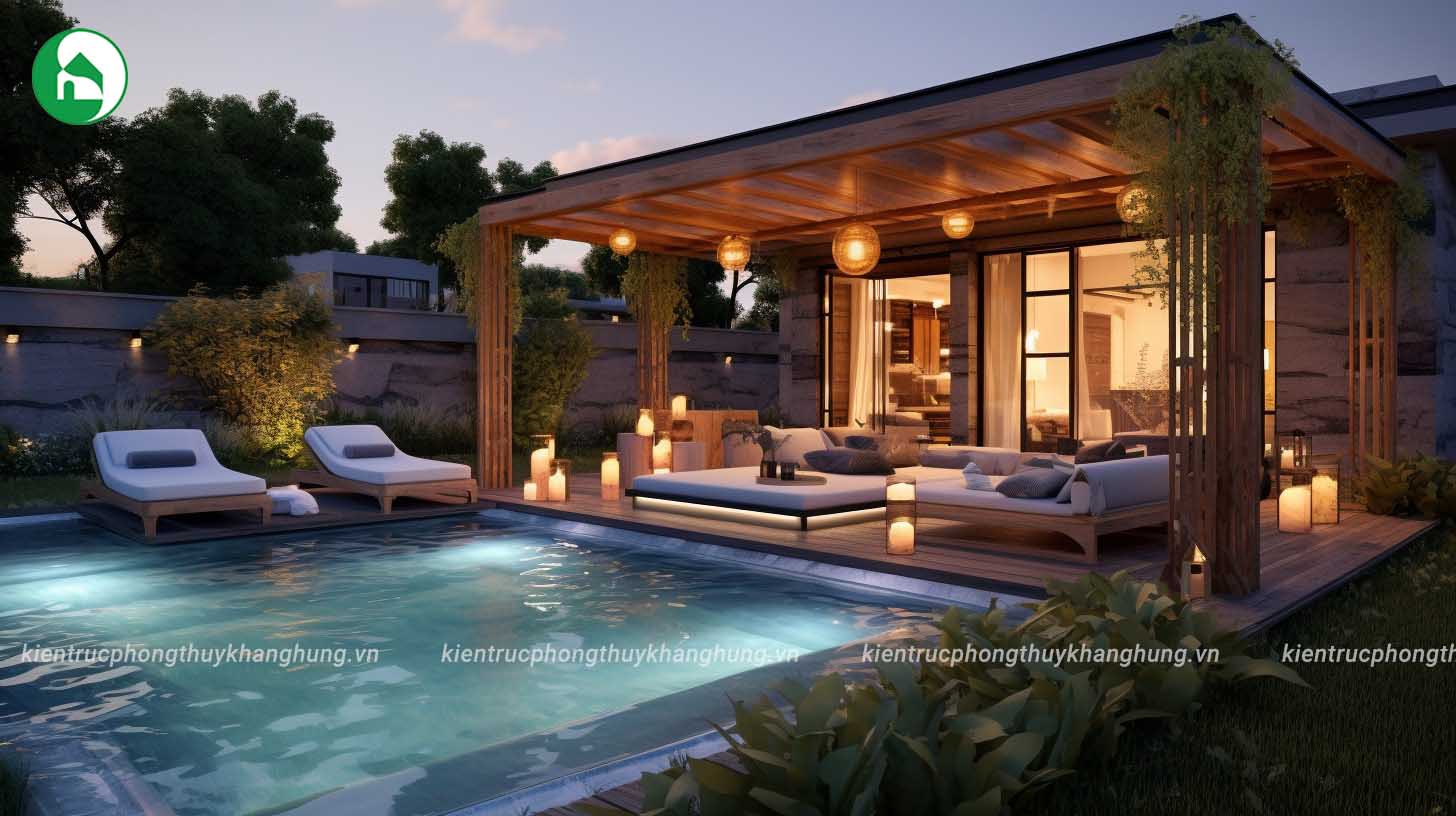 Sự kết hợp giữa các khối vuông tạo nên mẫu villa 1 tầng hiện đại và đẳng cấp.