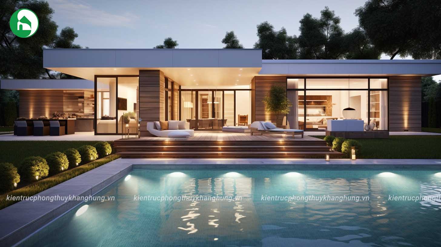 Villa 1 tầng với thiết kế mở, dễ dàng di chuyển giữa các không gian trong nhà.