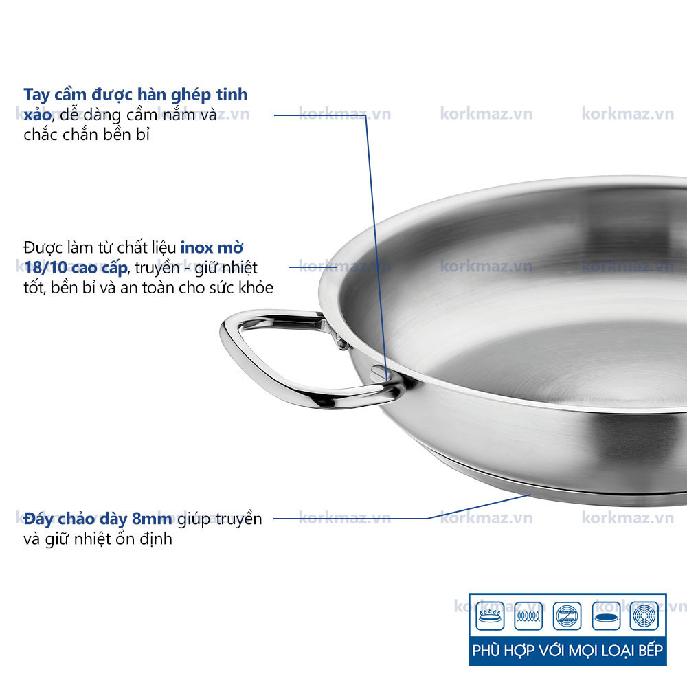 Chảo Inox 2 Quai Korkmaz – Trợ Thủ Đa Năng Cho Gian Bếp Căn Hộ Cao Cấp - 2