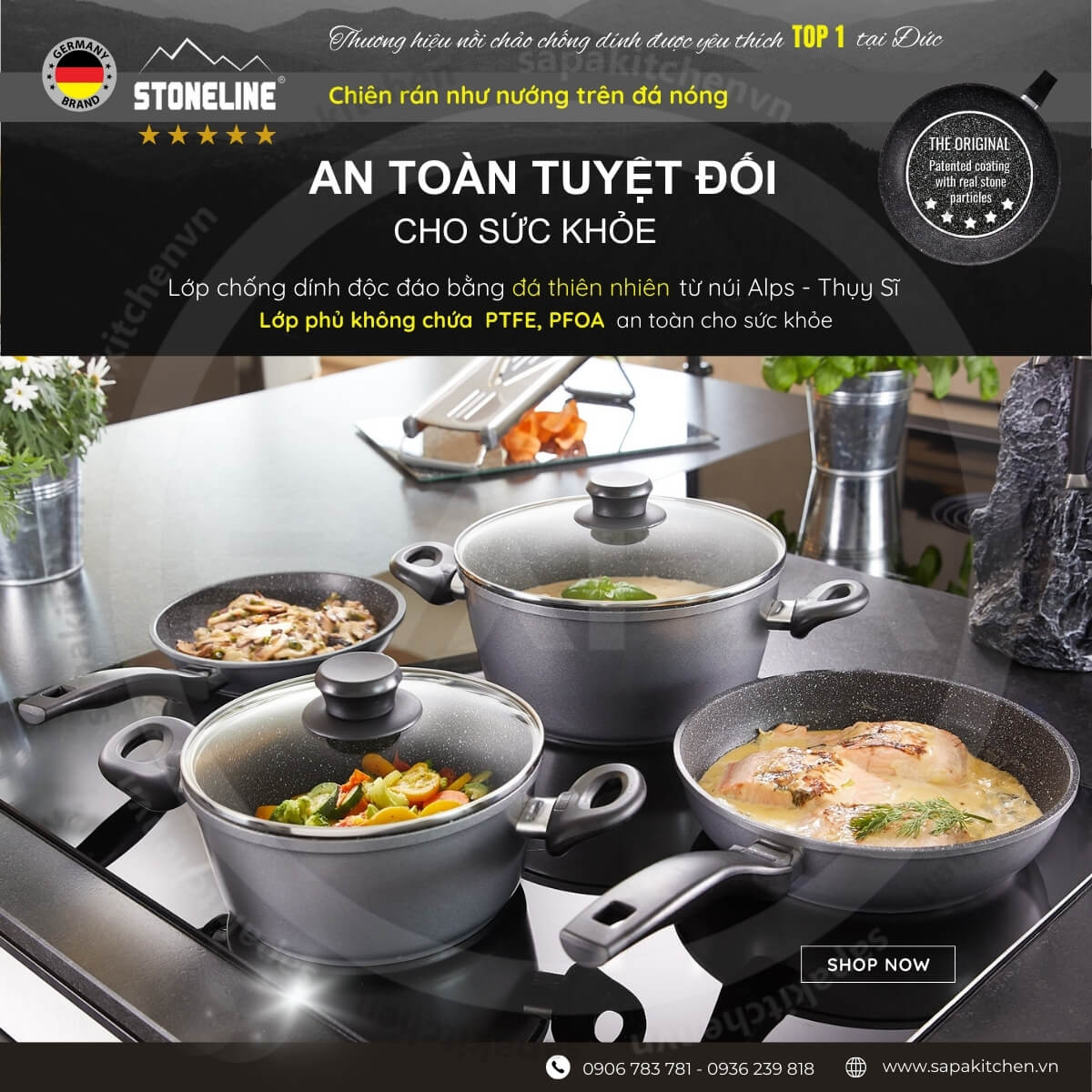 Nồi Chảo Stoneline Dùng Cho Bếp Từ – Tương Thích Hoàn Hảo & Tiết Kiệm Điện - 1