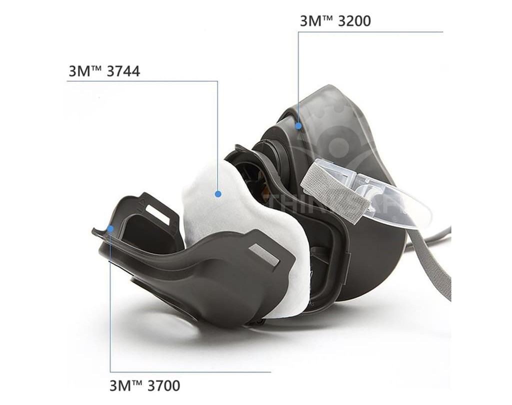 Mặt nạ phòng độc 3M 3200 kèm Bông lọc 3744K | Lọc bụi mịn NIOSH