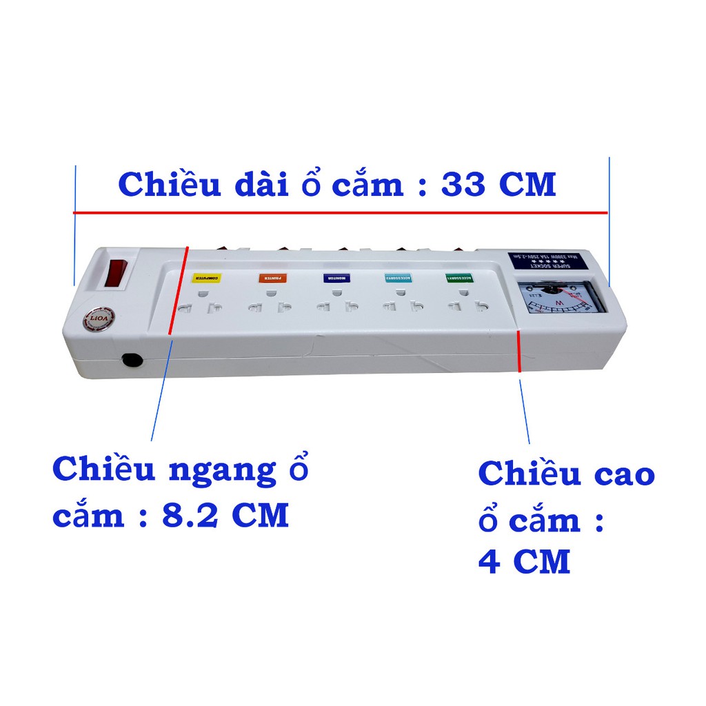 kích thước ổ cắm công suất lớn lioa